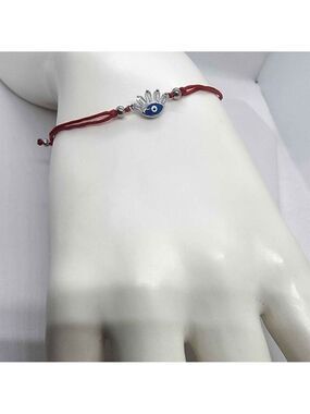 Sterling Silver 925 blue Evil Eye Design with red String Bracelet